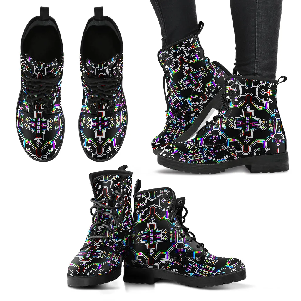 Prismatic Grid Leather Boots