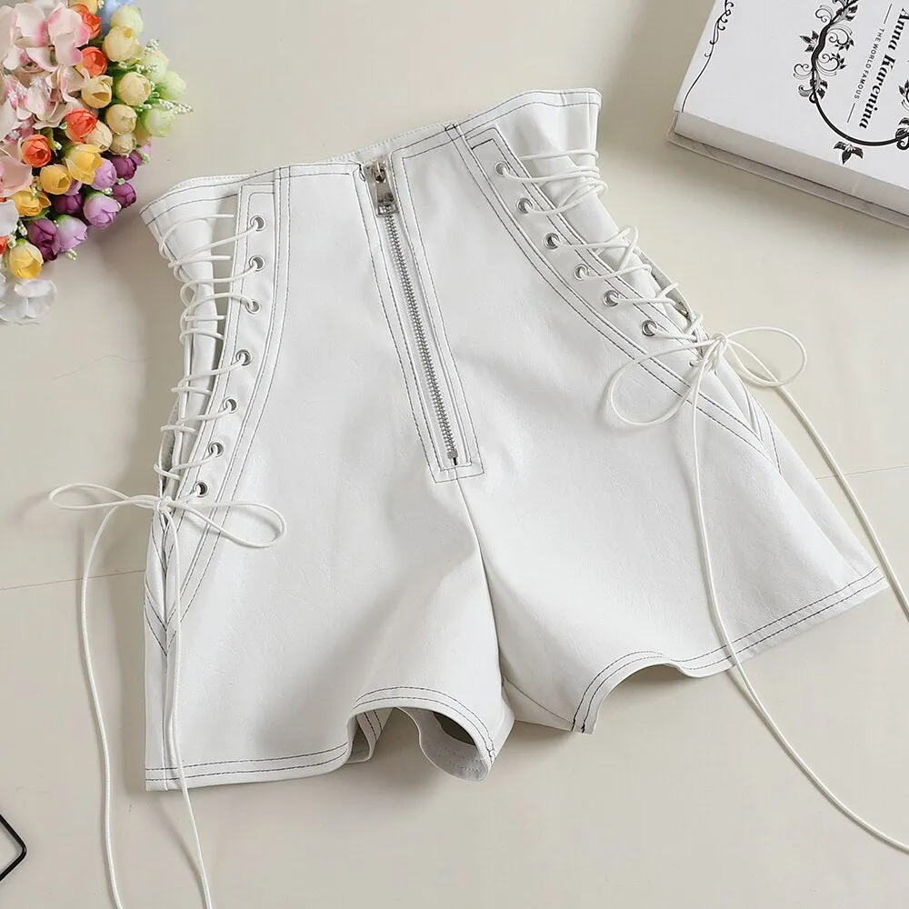 "LEATHER LACED" SHORTS