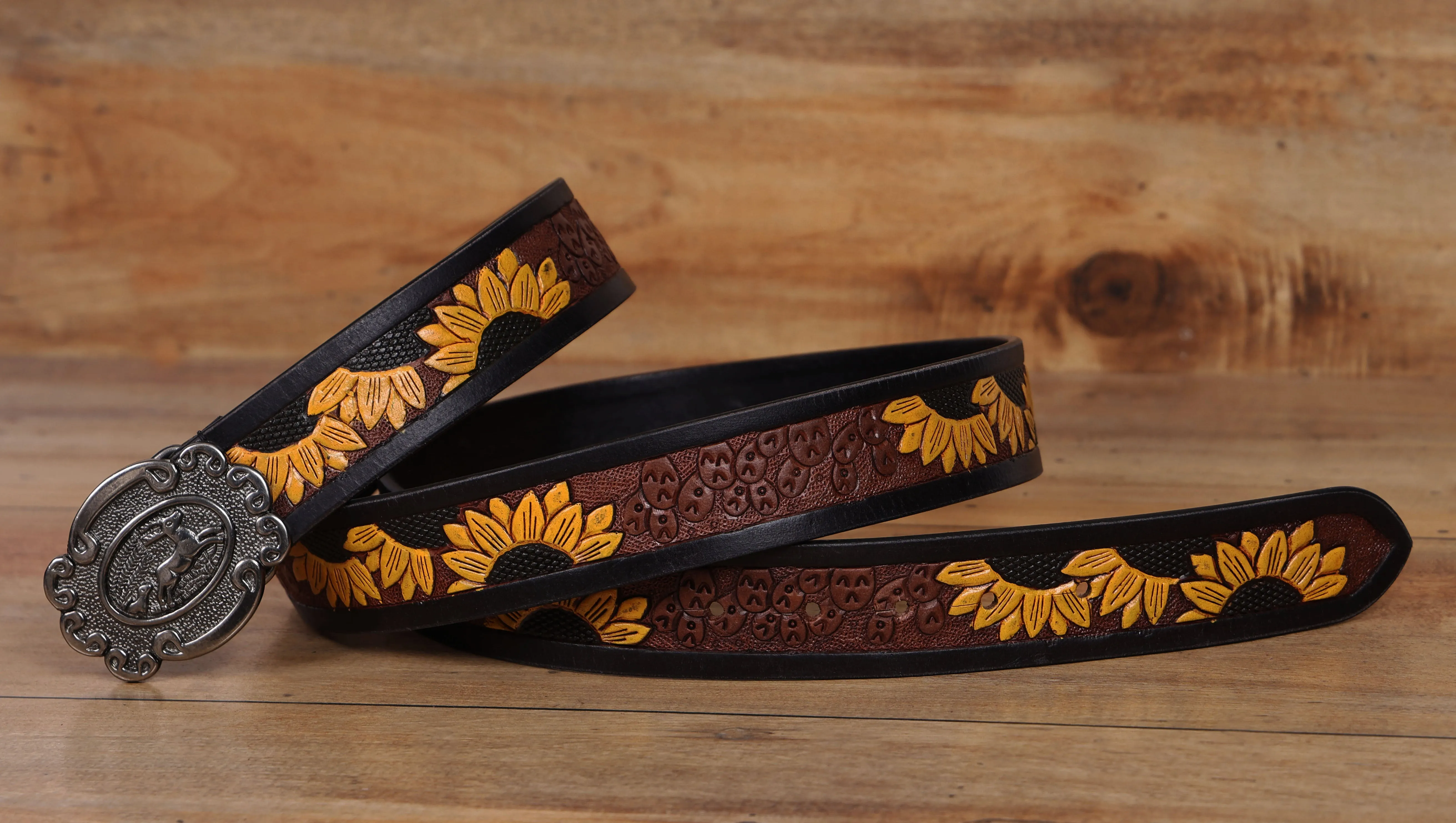 "Vibrant Elegance: Hand-Carved Yellow Leather Belts" Art: LB-816