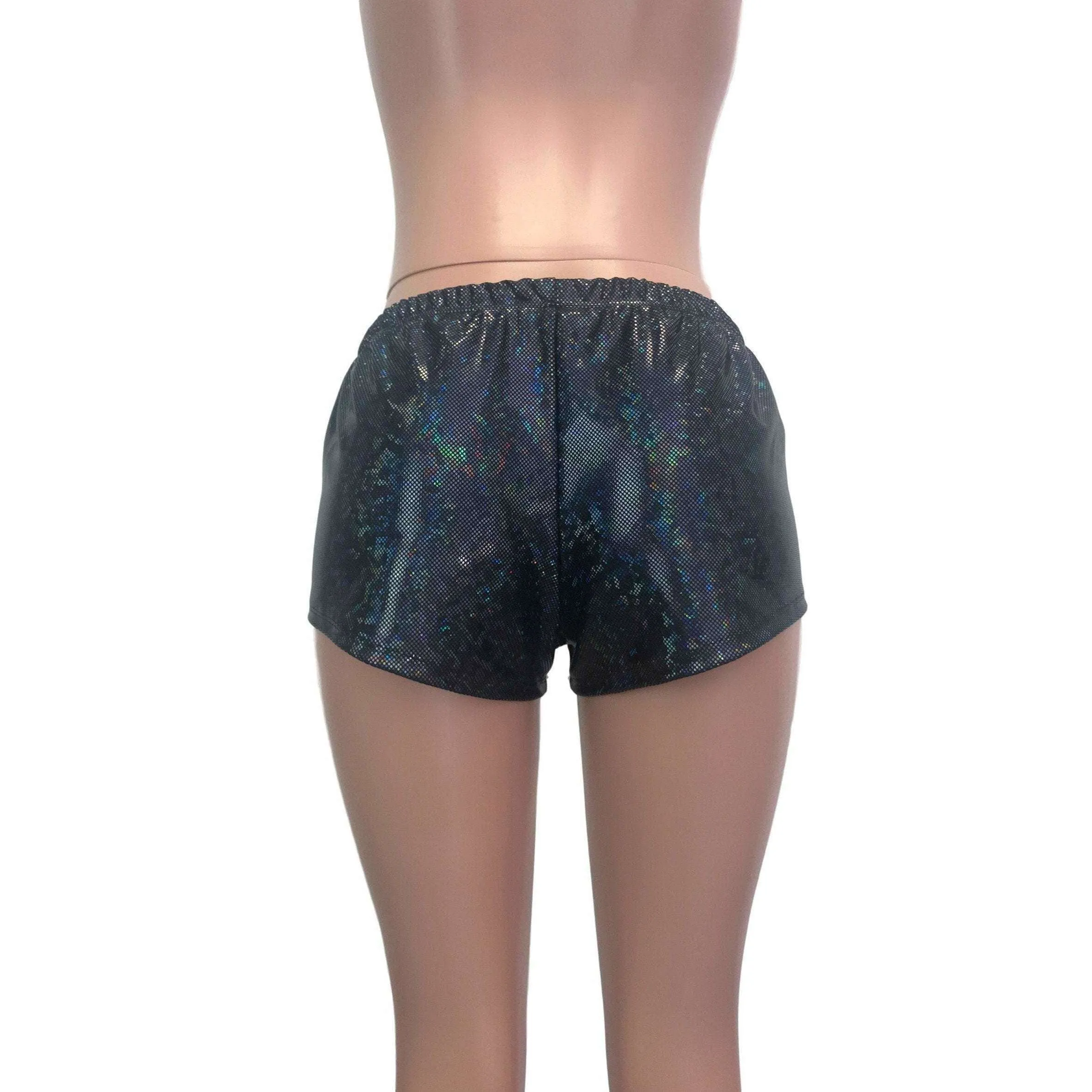 Rave Shorts - Black Shattered Glass Holographic