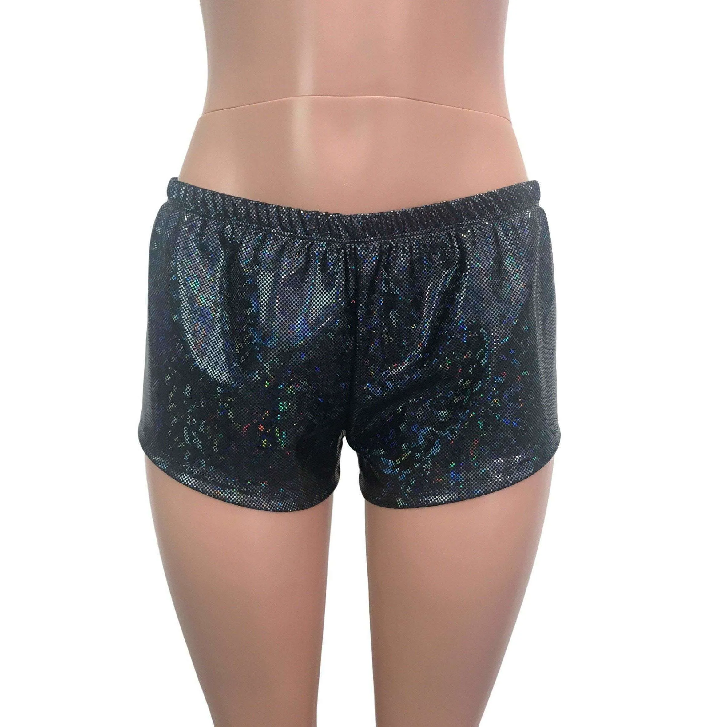 Rave Shorts - Black Shattered Glass Holographic