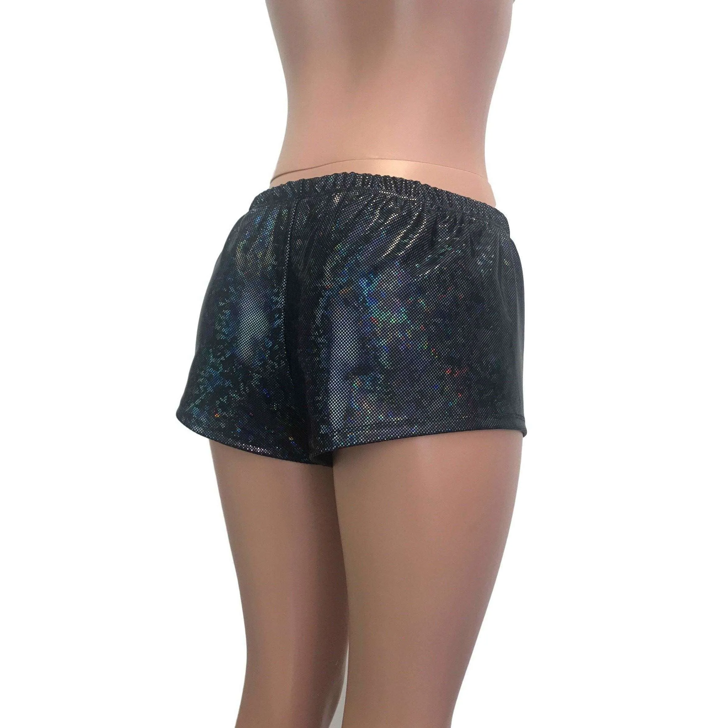 Rave Shorts - Black Shattered Glass Holographic