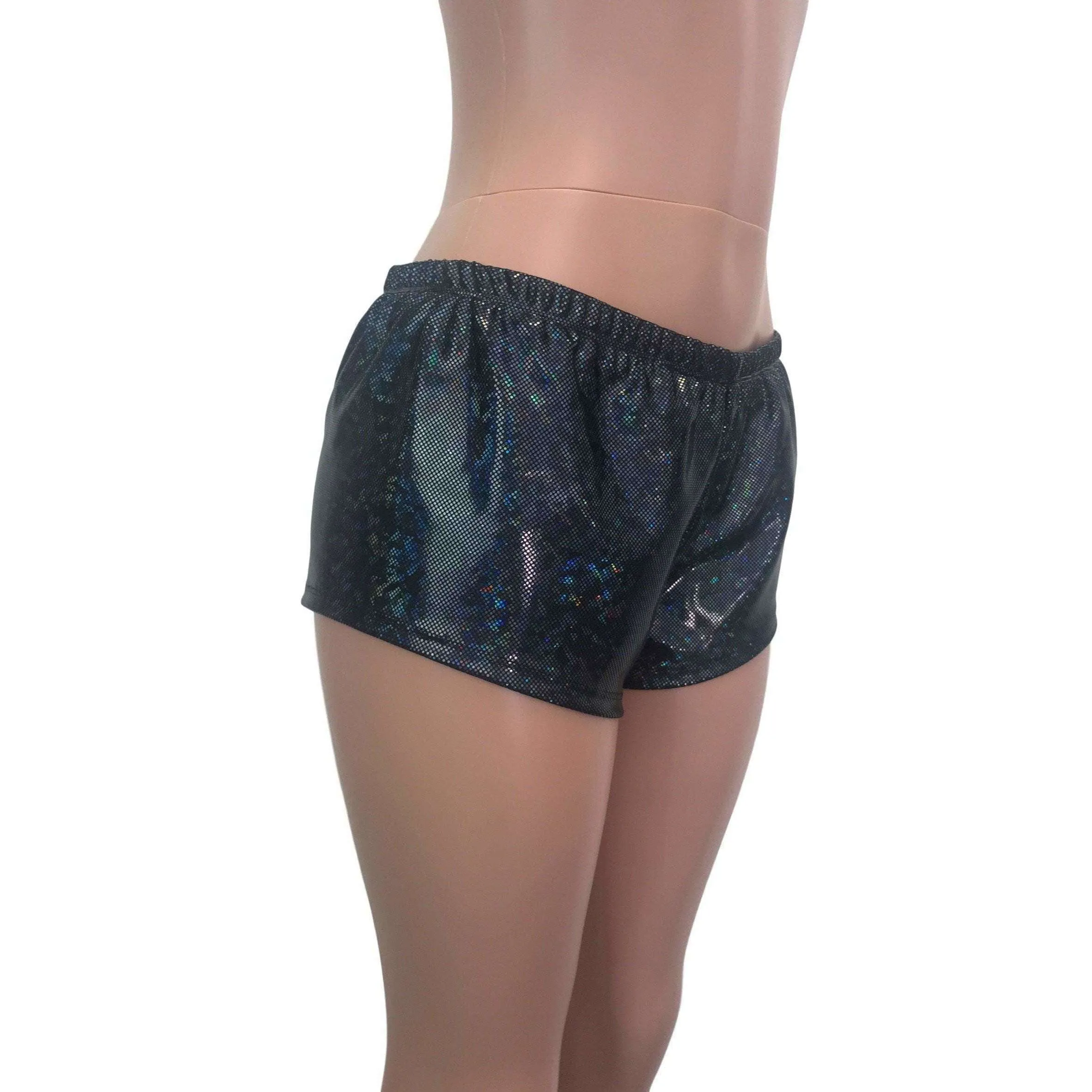 Rave Shorts - Black Shattered Glass Holographic