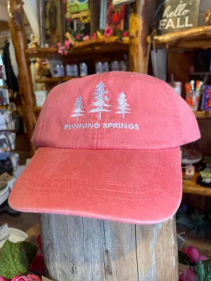 Running Springs Embroidered Cloth Back Hat: Vintage Coral