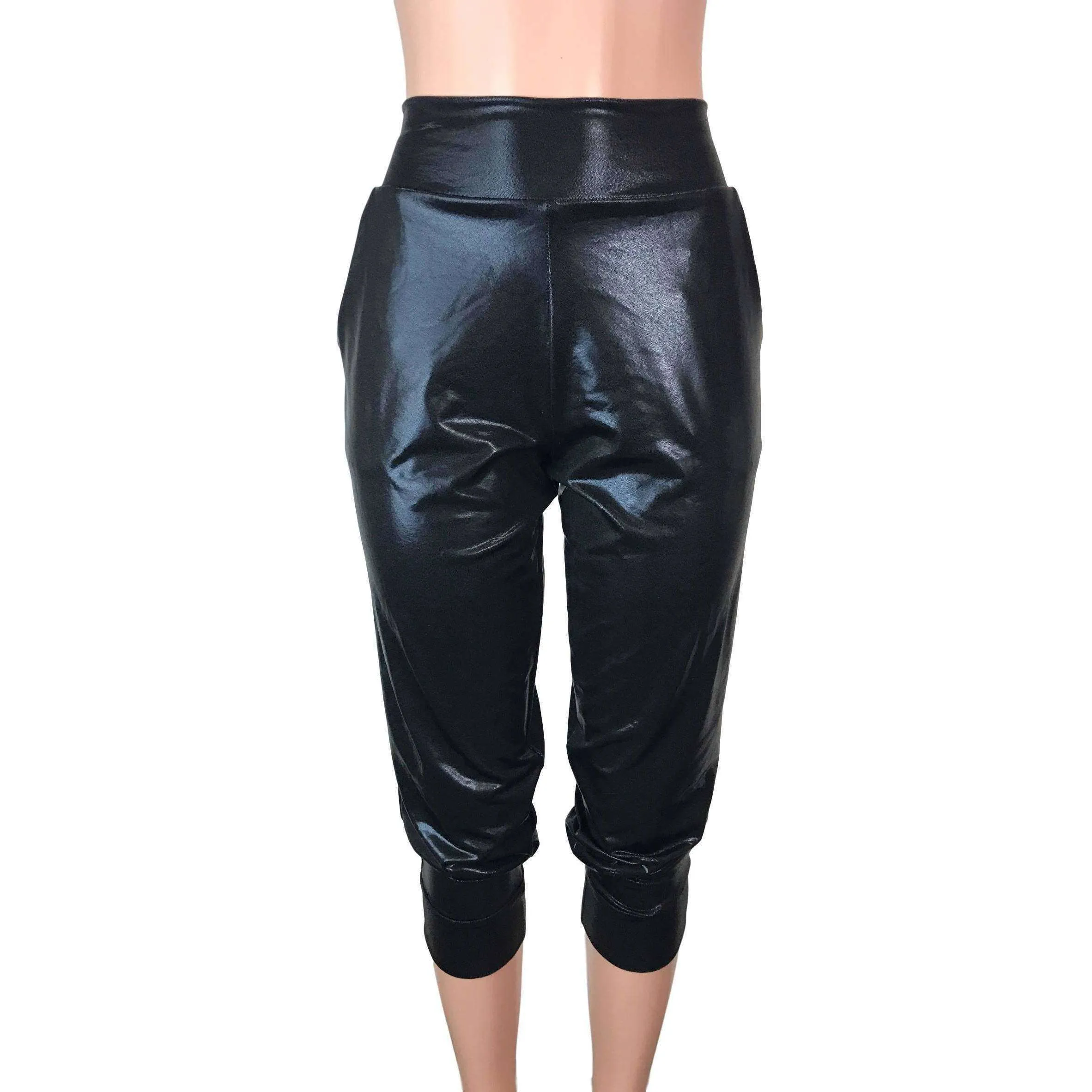 SALE - Size LARGE ONLY Black Mystique Metallic Joggers w/ Pockets Women's