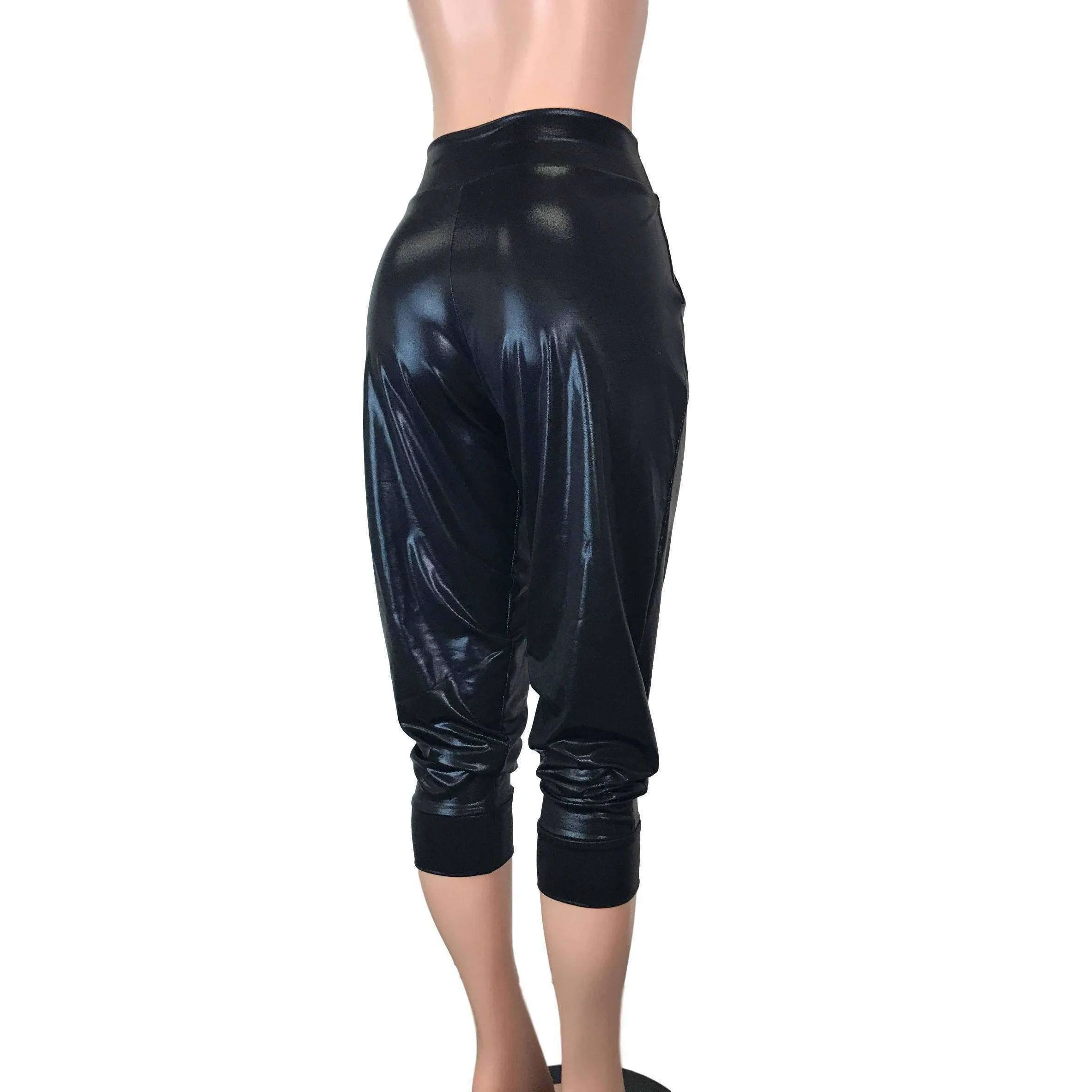 SALE - Size LARGE ONLY Black Mystique Metallic Joggers w/ Pockets Women's