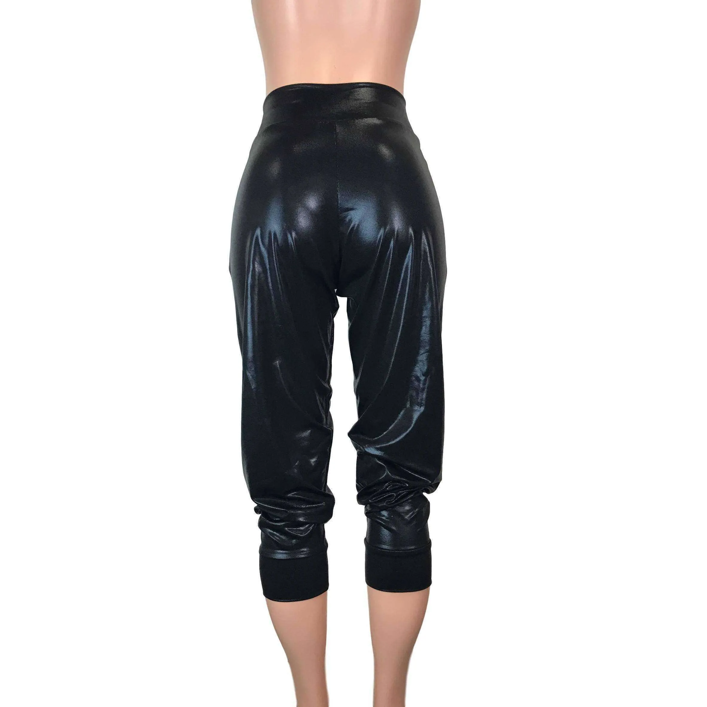 SALE - Size LARGE ONLY Black Mystique Metallic Joggers w/ Pockets Women's