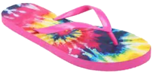 Sandals Ladies Flip Flop Fun Bright Tye Dye Fashion Sandal, Pink, Purple