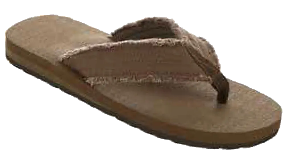 Sandals Men's Flip Flop Frayed Sandal, Brown, Green