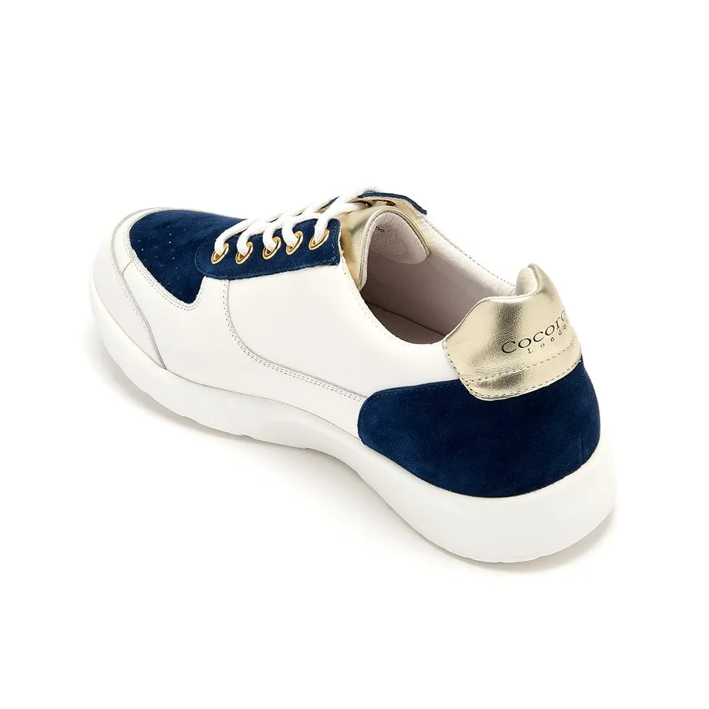 Shoreditch - Navy & Gold Leather Trainers