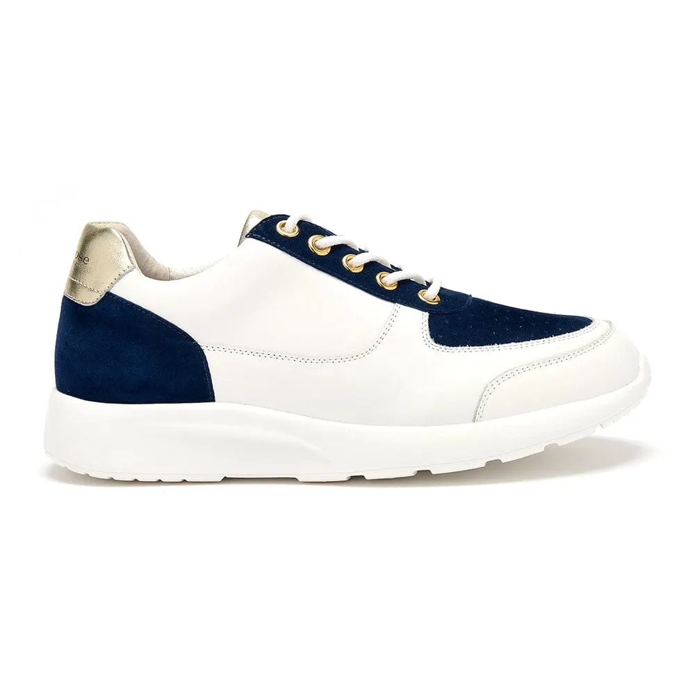 Shoreditch - Navy & Gold Leather Trainers