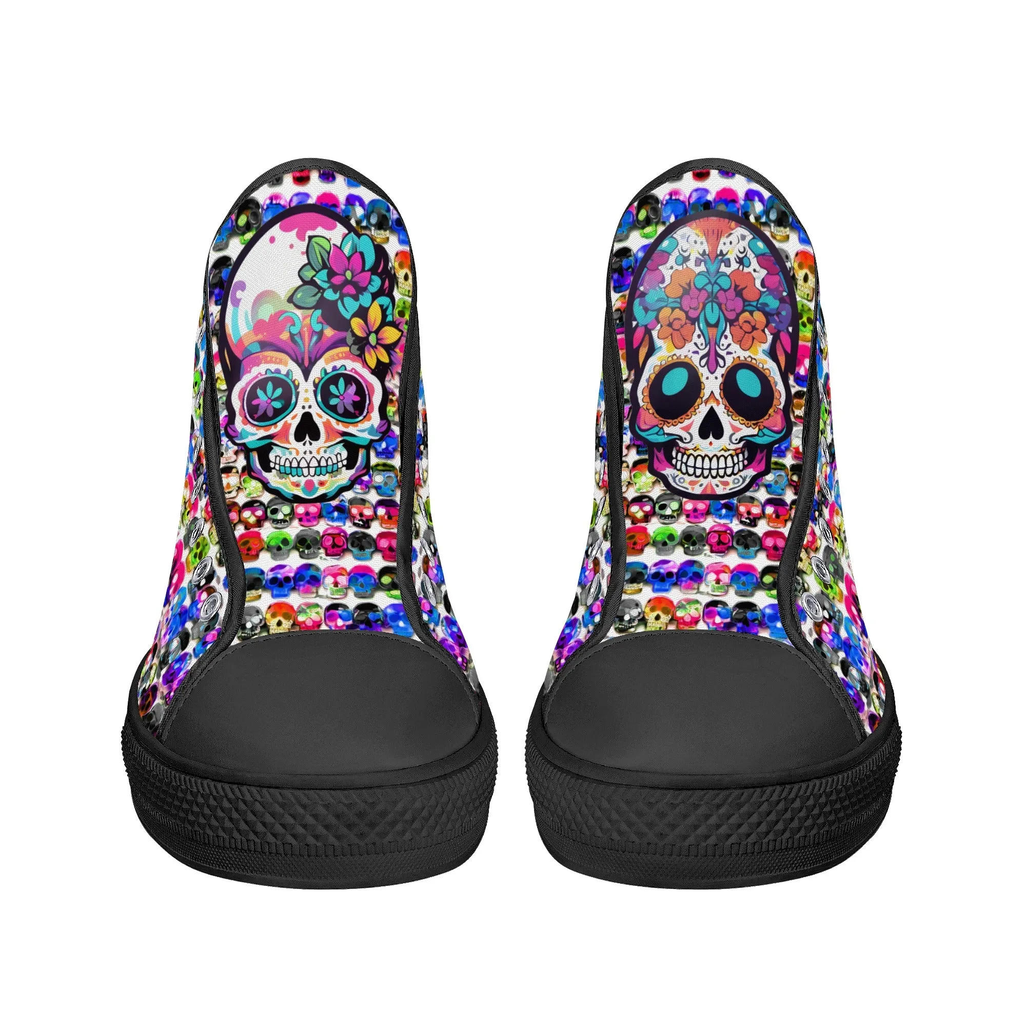 Skull Pattern Collection - Womens Classic High Top Canvas Shoes