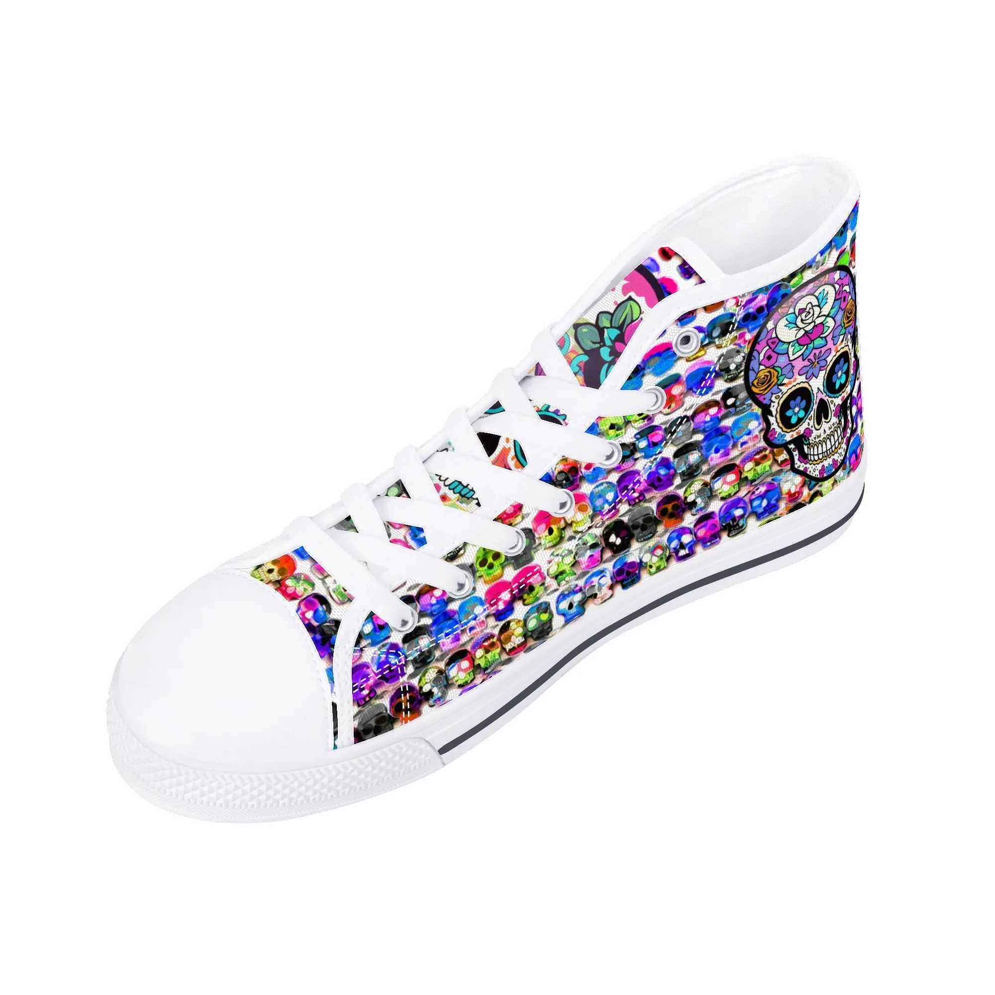 Skull Pattern Collection - Womens Classic High Top Canvas Shoes