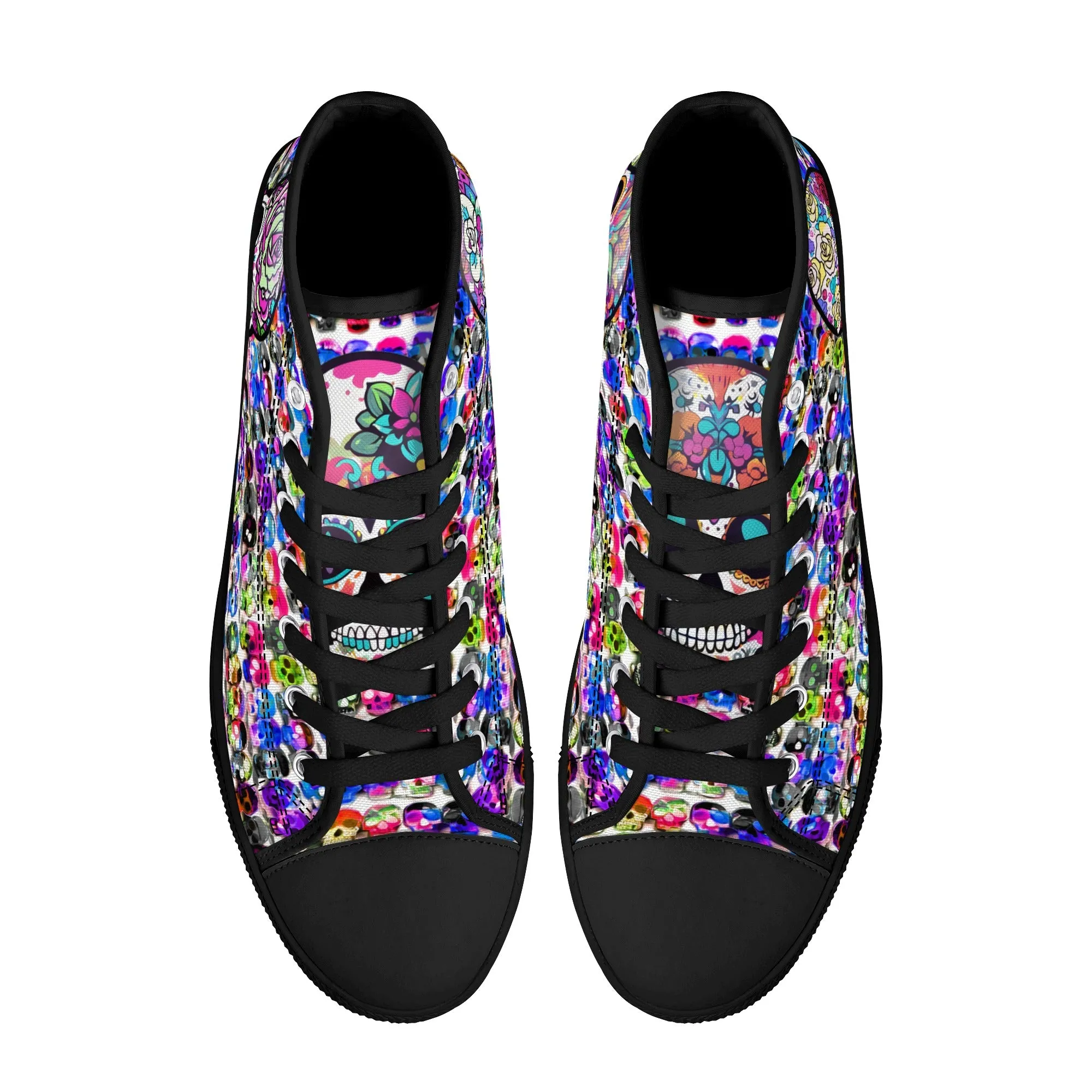 Skull Pattern Collection - Womens Classic High Top Canvas Shoes