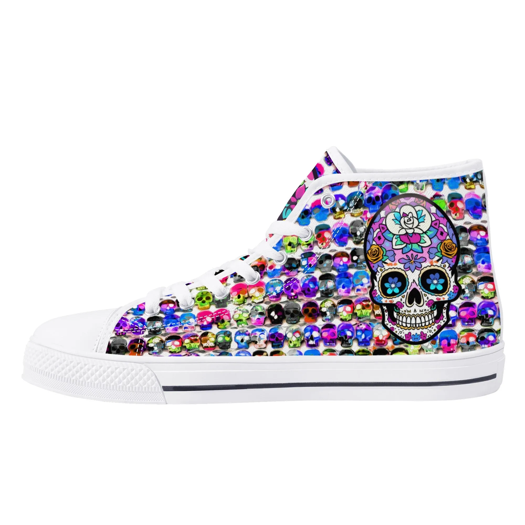 Skull Pattern Collection - Womens Classic High Top Canvas Shoes