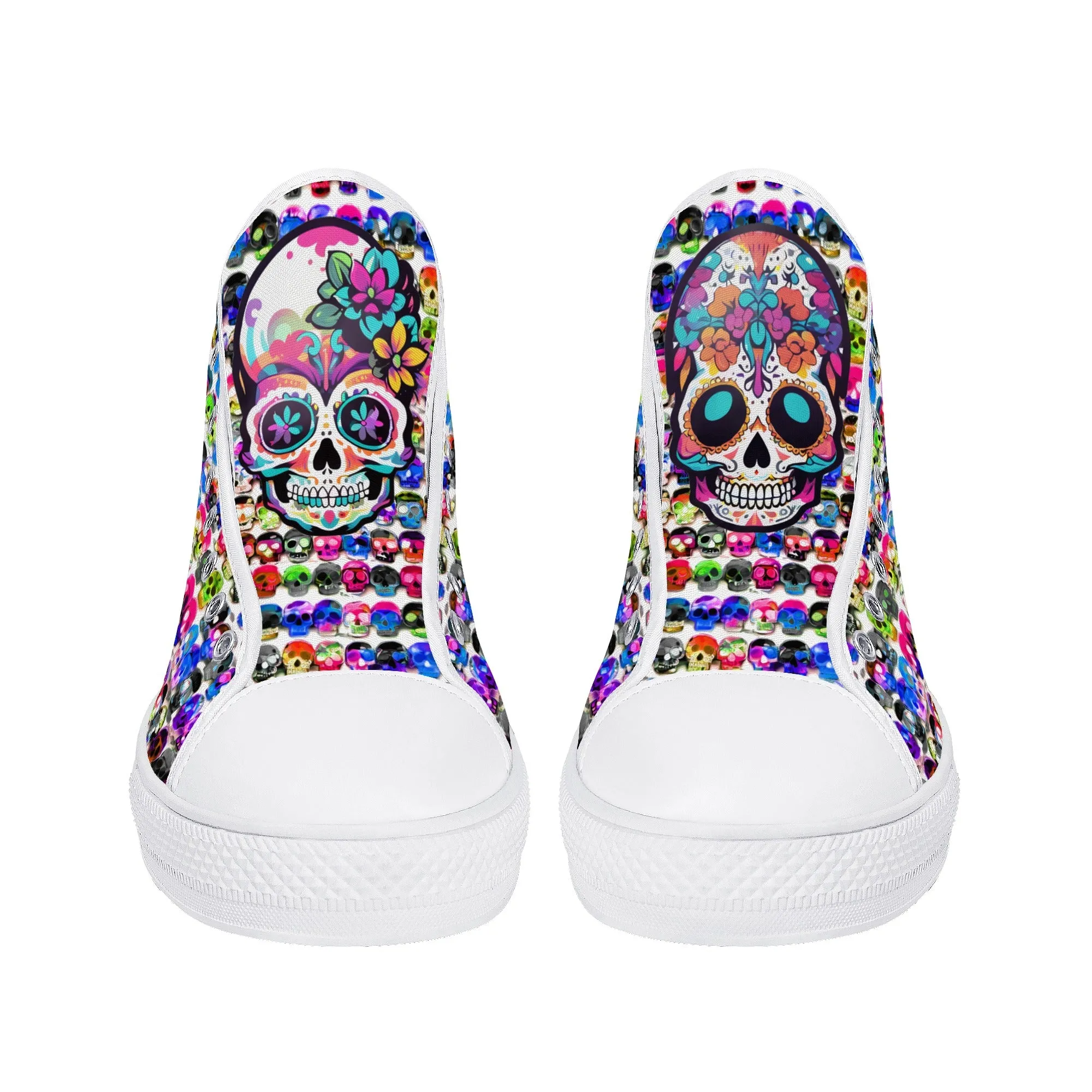 Skull Pattern Collection - Womens Classic High Top Canvas Shoes