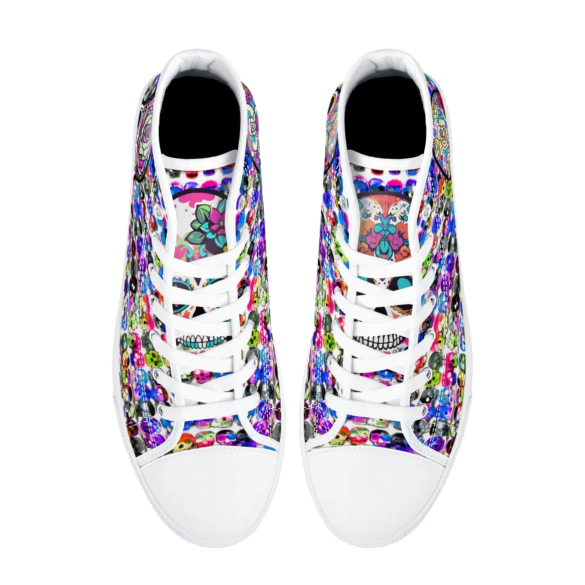 Skull Pattern Collection - Womens Classic High Top Canvas Shoes