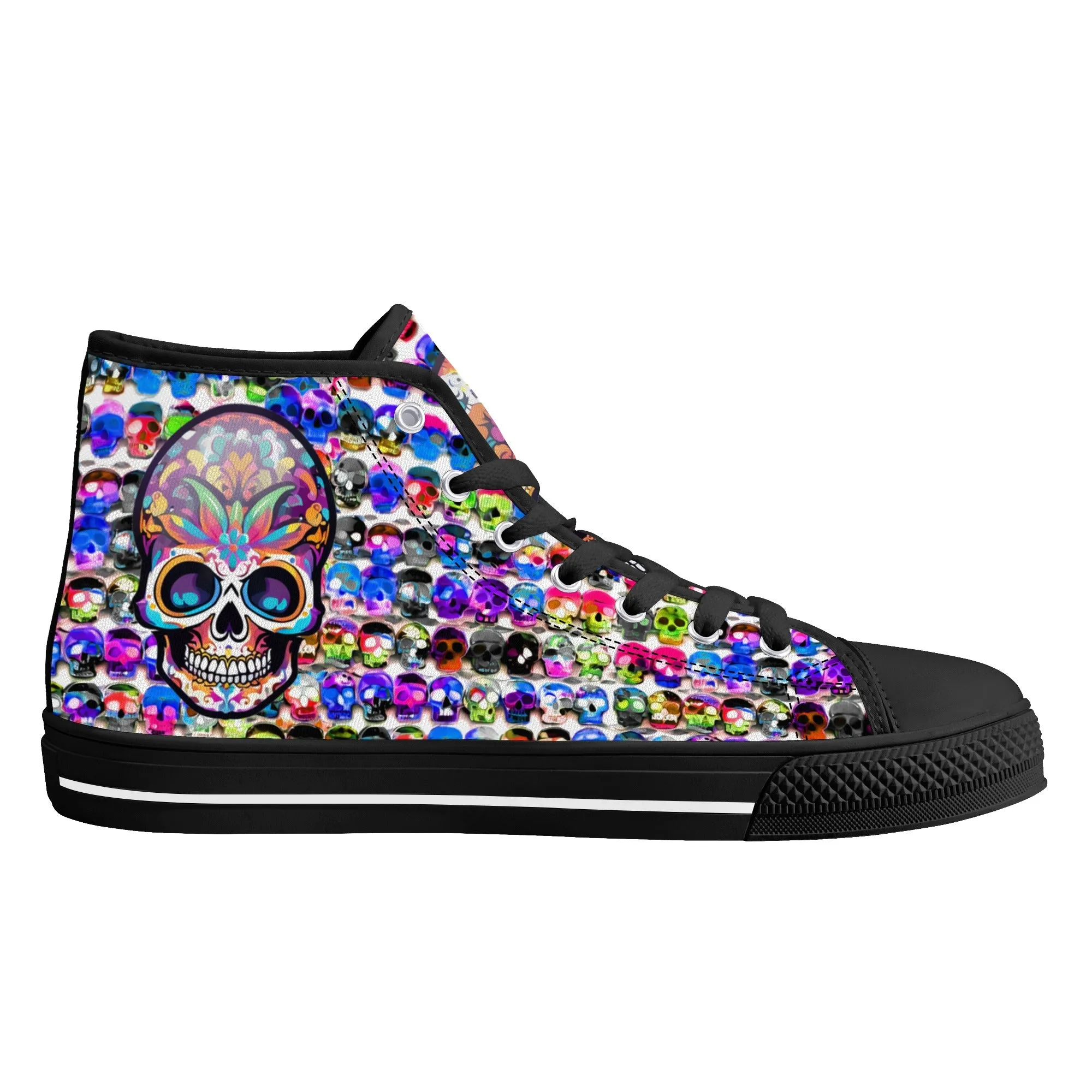 Skull Pattern Collection - Womens Classic High Top Canvas Shoes