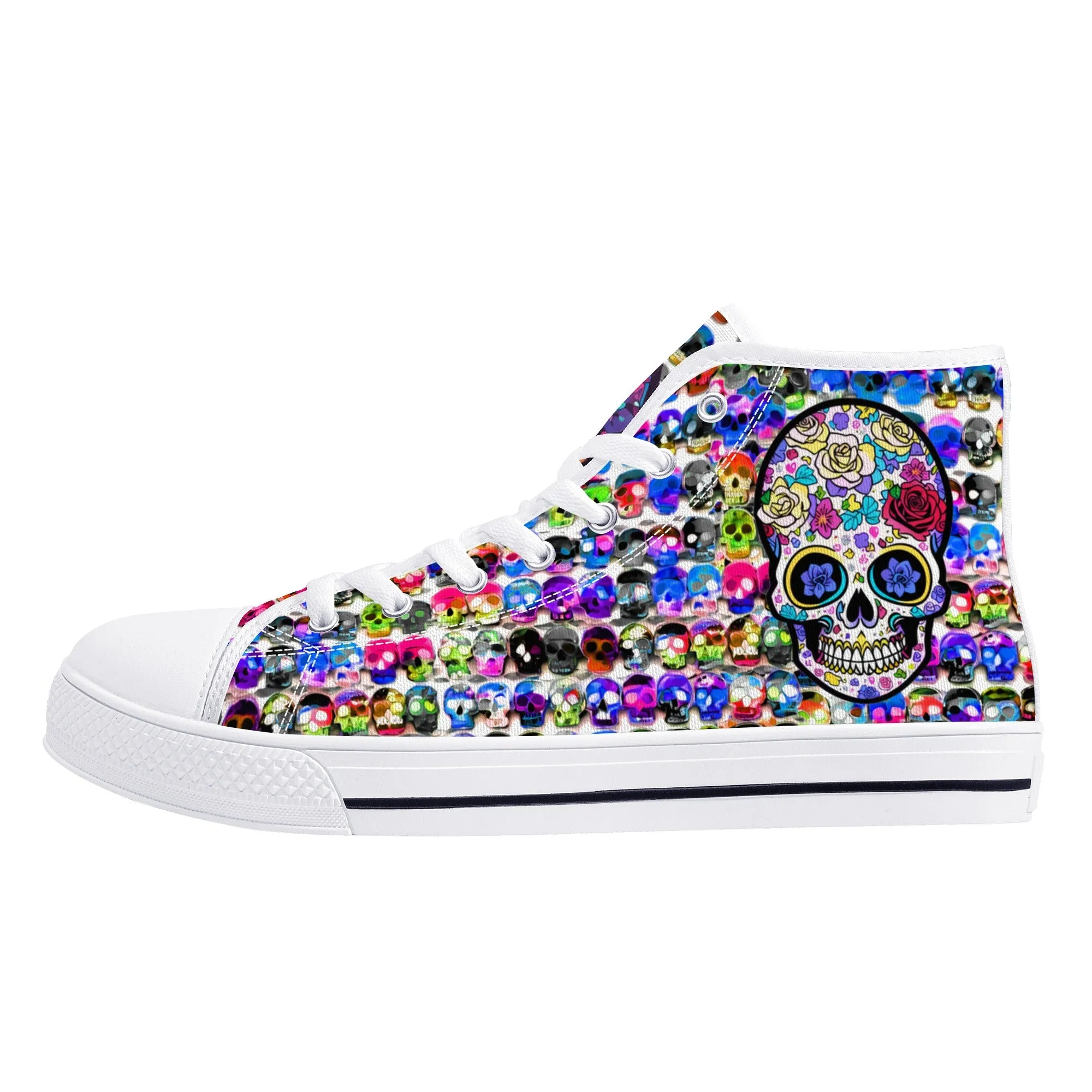 Skull Pattern Collection - Womens Classic High Top Canvas Shoes