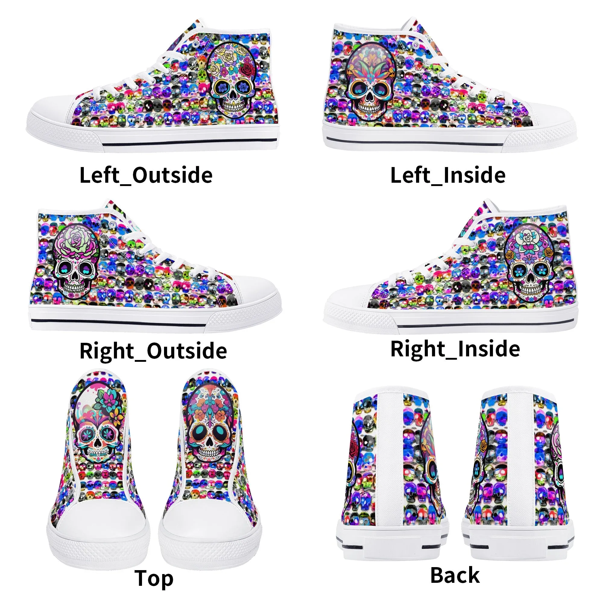 Skull Pattern Collection - Womens Classic High Top Canvas Shoes