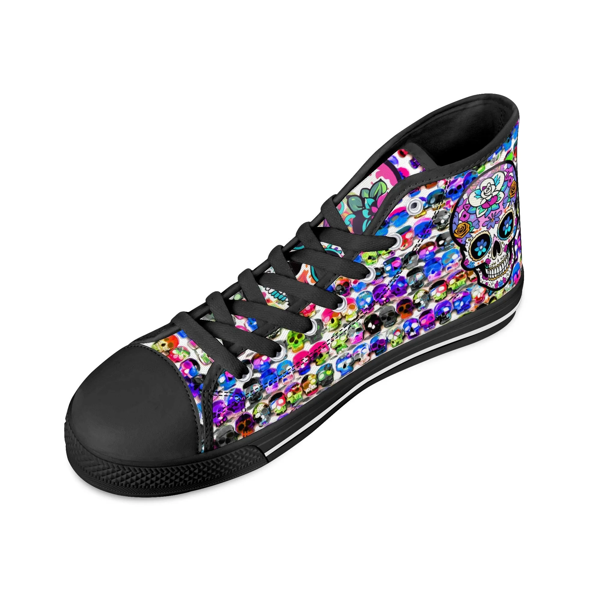 Skull Pattern Collection - Womens Classic High Top Canvas Shoes