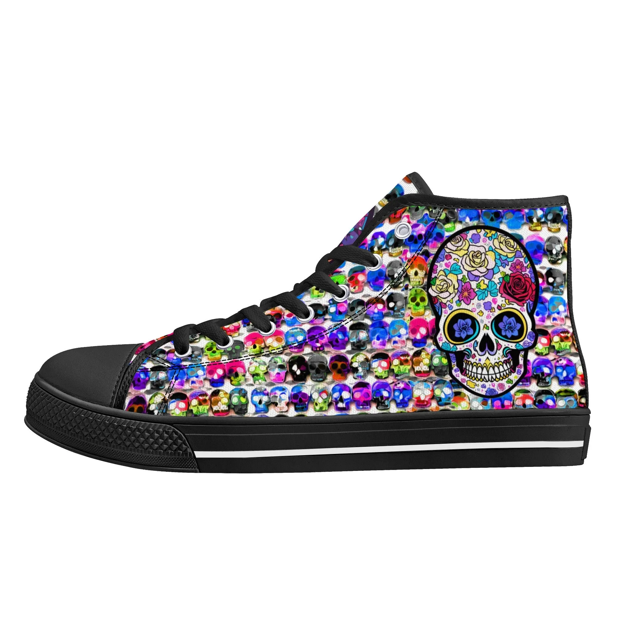 Skull Pattern Collection - Womens Classic High Top Canvas Shoes