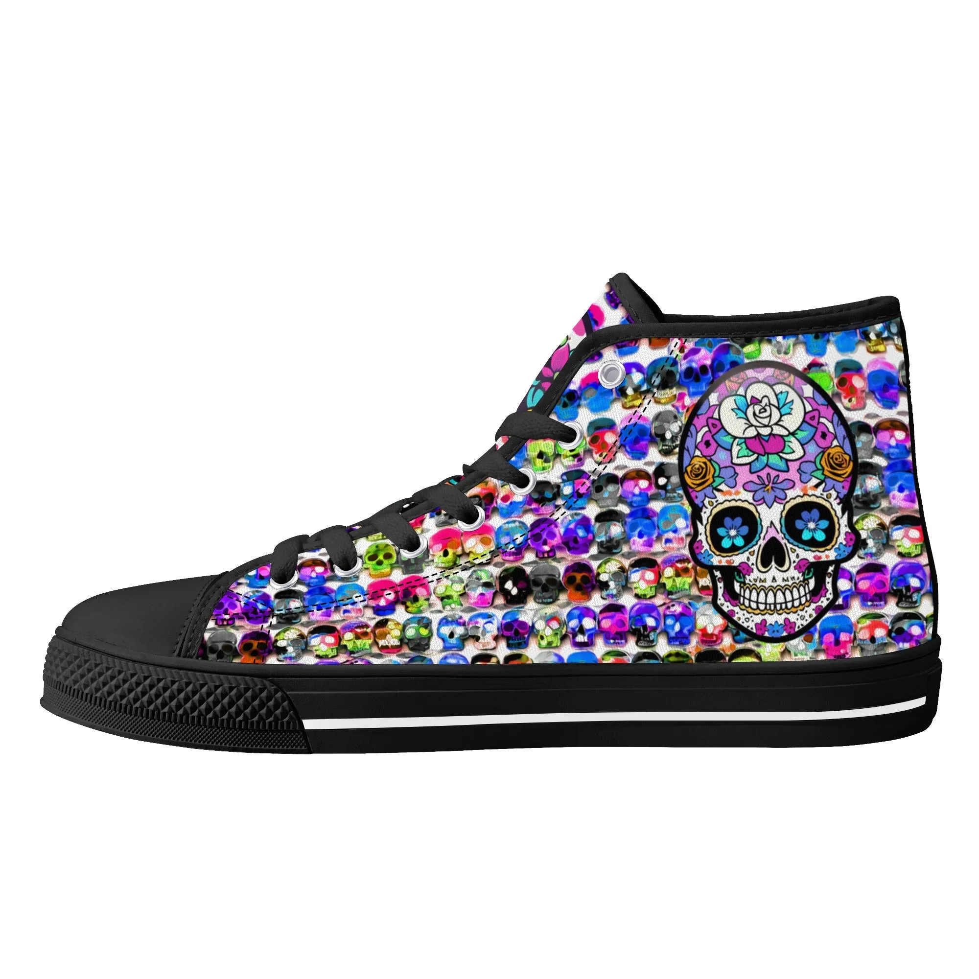 Skull Pattern Collection - Womens Classic High Top Canvas Shoes