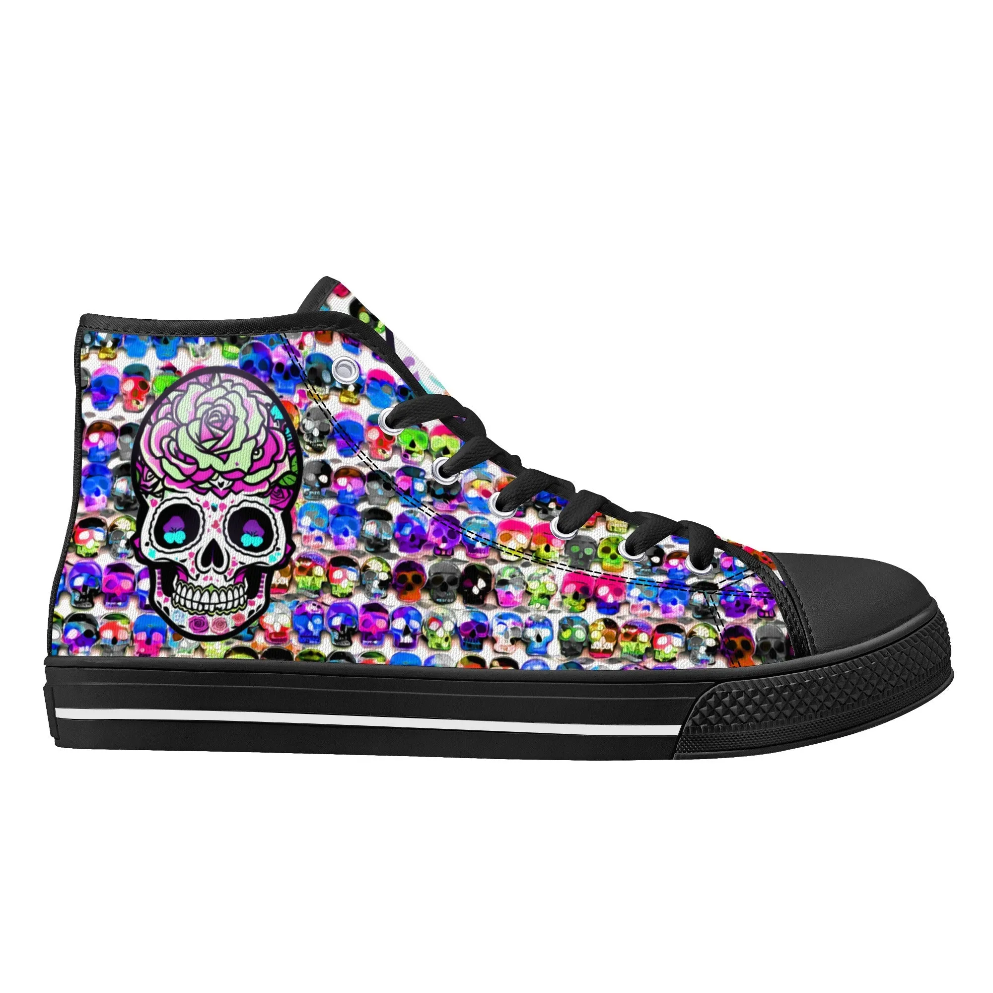 Skull Pattern Collection - Womens Classic High Top Canvas Shoes