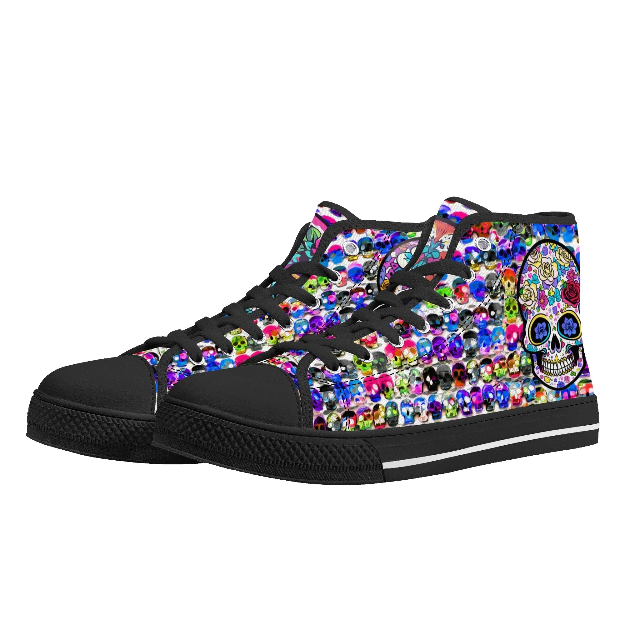 Skull Pattern Collection - Womens Classic High Top Canvas Shoes