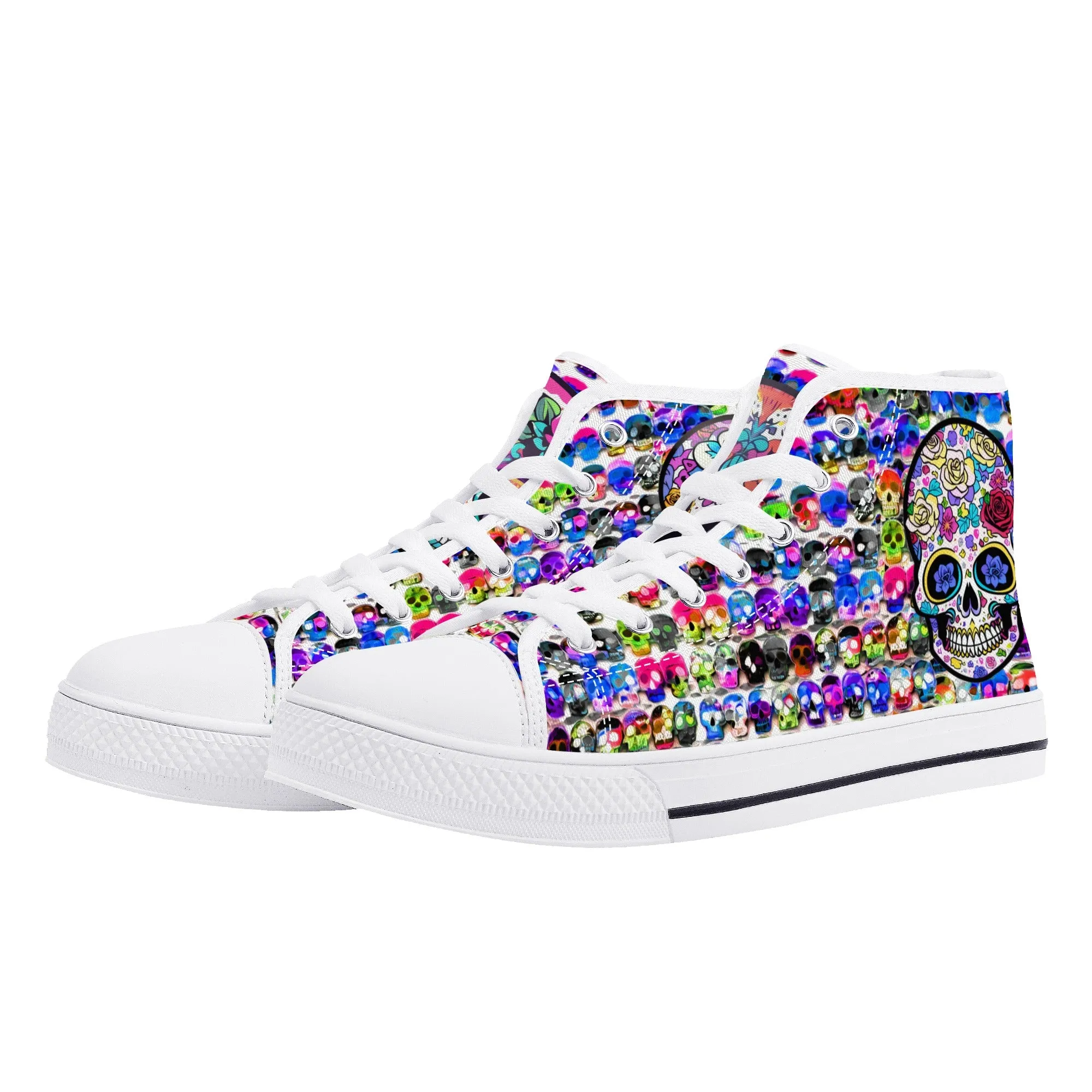 Skull Pattern Collection - Womens Classic High Top Canvas Shoes