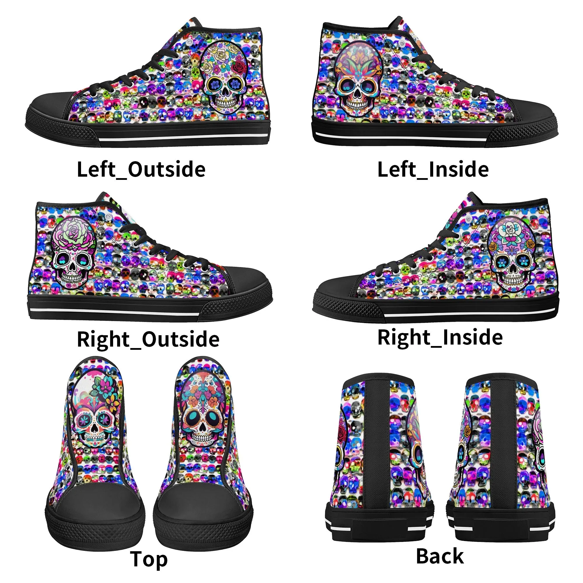 Skull Pattern Collection - Womens Classic High Top Canvas Shoes