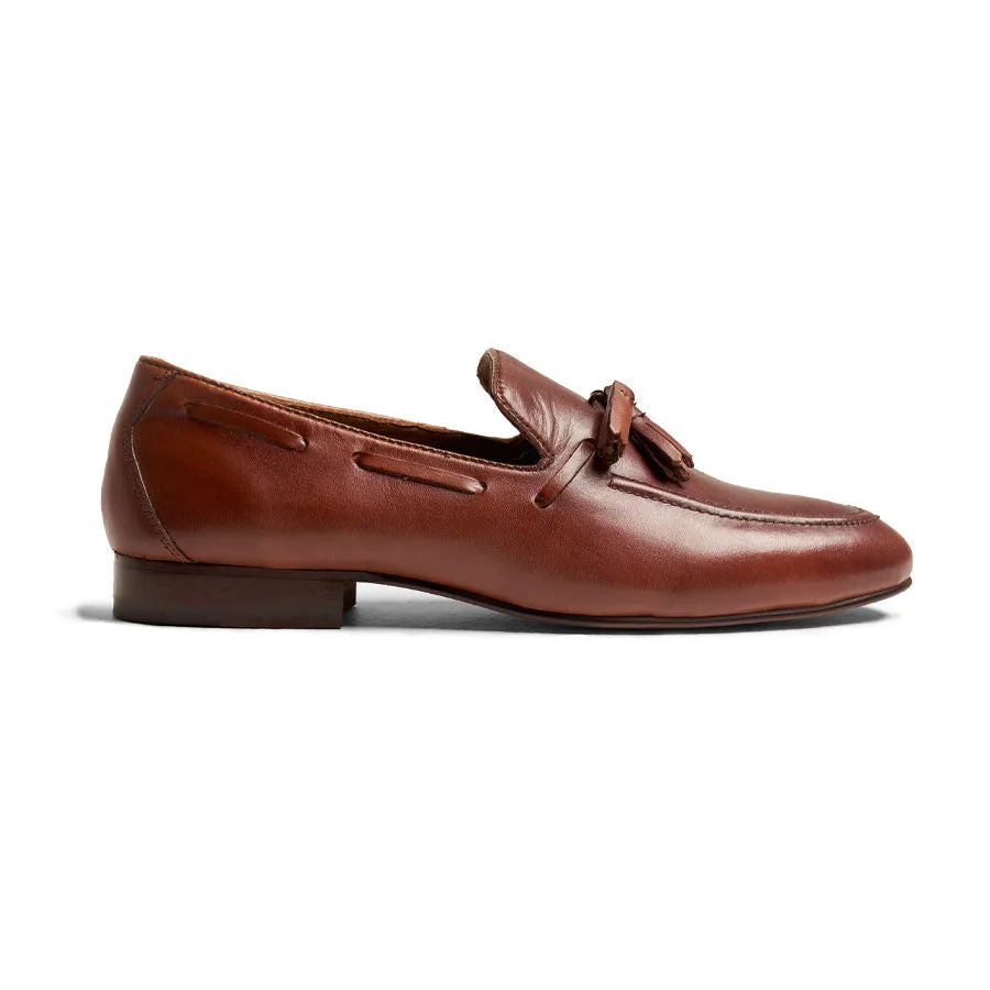 Tan Leather Tassle Loafer