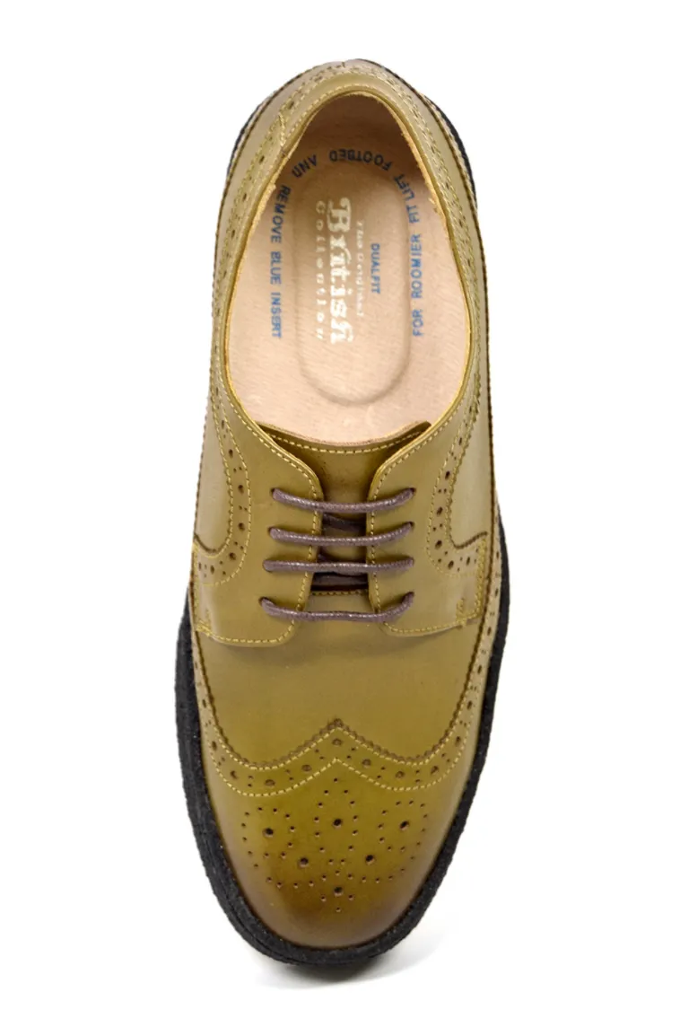 Wingtip Low Cut Olive Leather