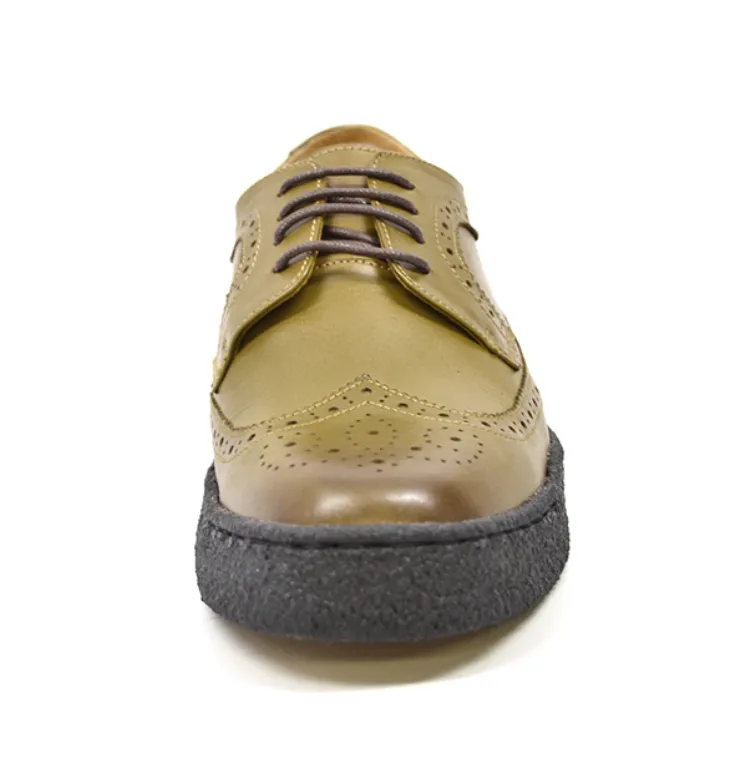 Wingtip Low Cut Olive Leather