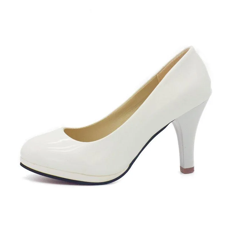 Women New Women Shoes 3 Color Black White Red Color PU Thin Heels Pumps Profession Pumps .