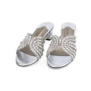 Women's Block Heel Sandal with Crystal Embellishments