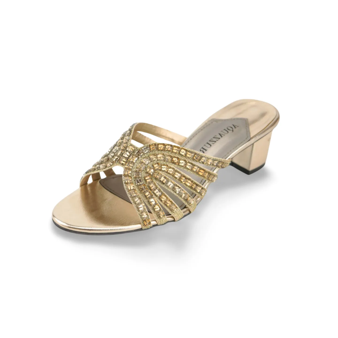 Women's Block Heel Sandal with Crystal Embellishments