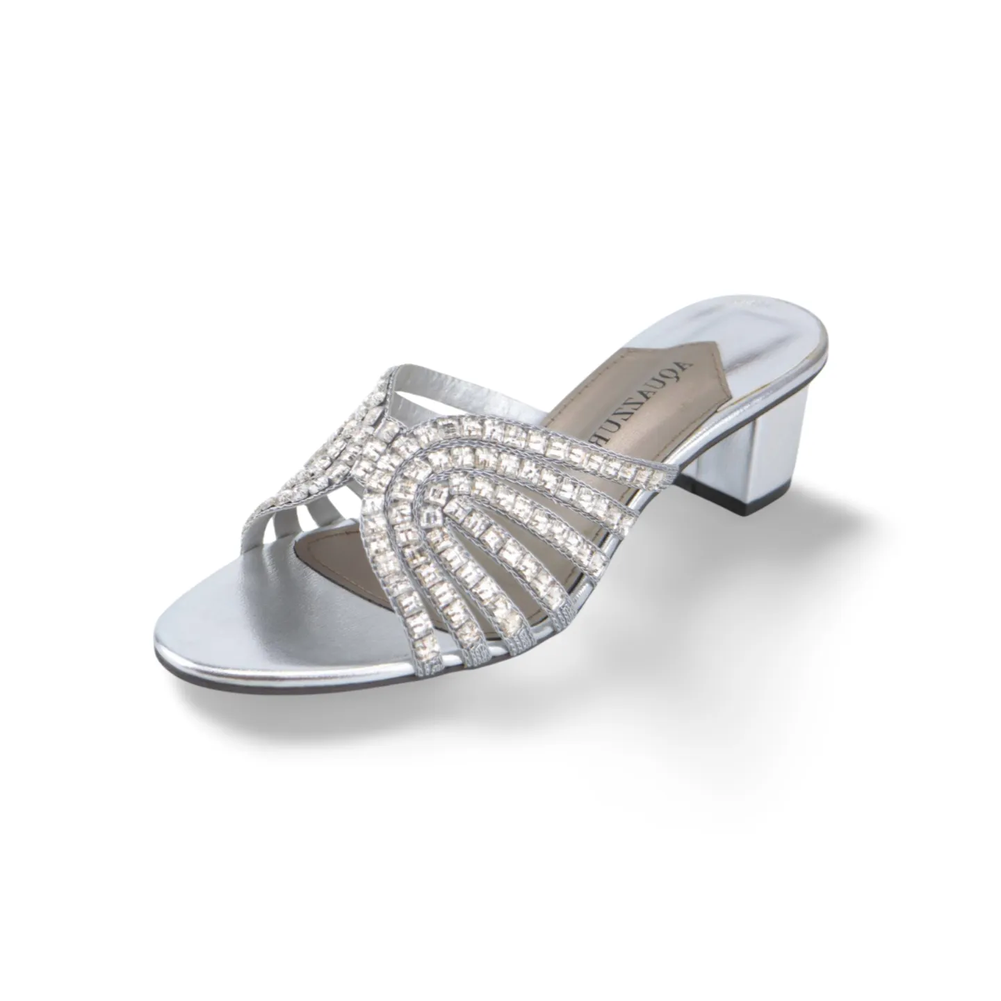 Women's Block Heel Sandal with Crystal Embellishments