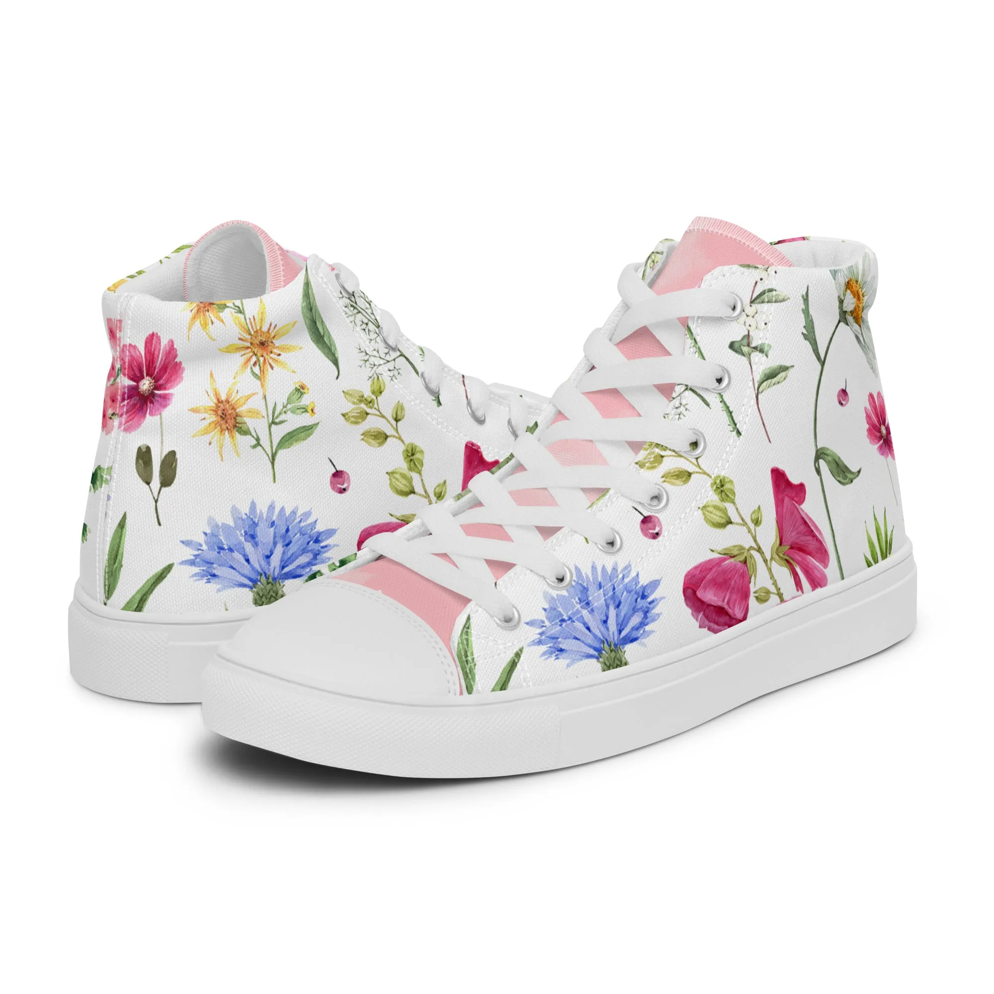 Women’s floral botanical high top canvas shoes