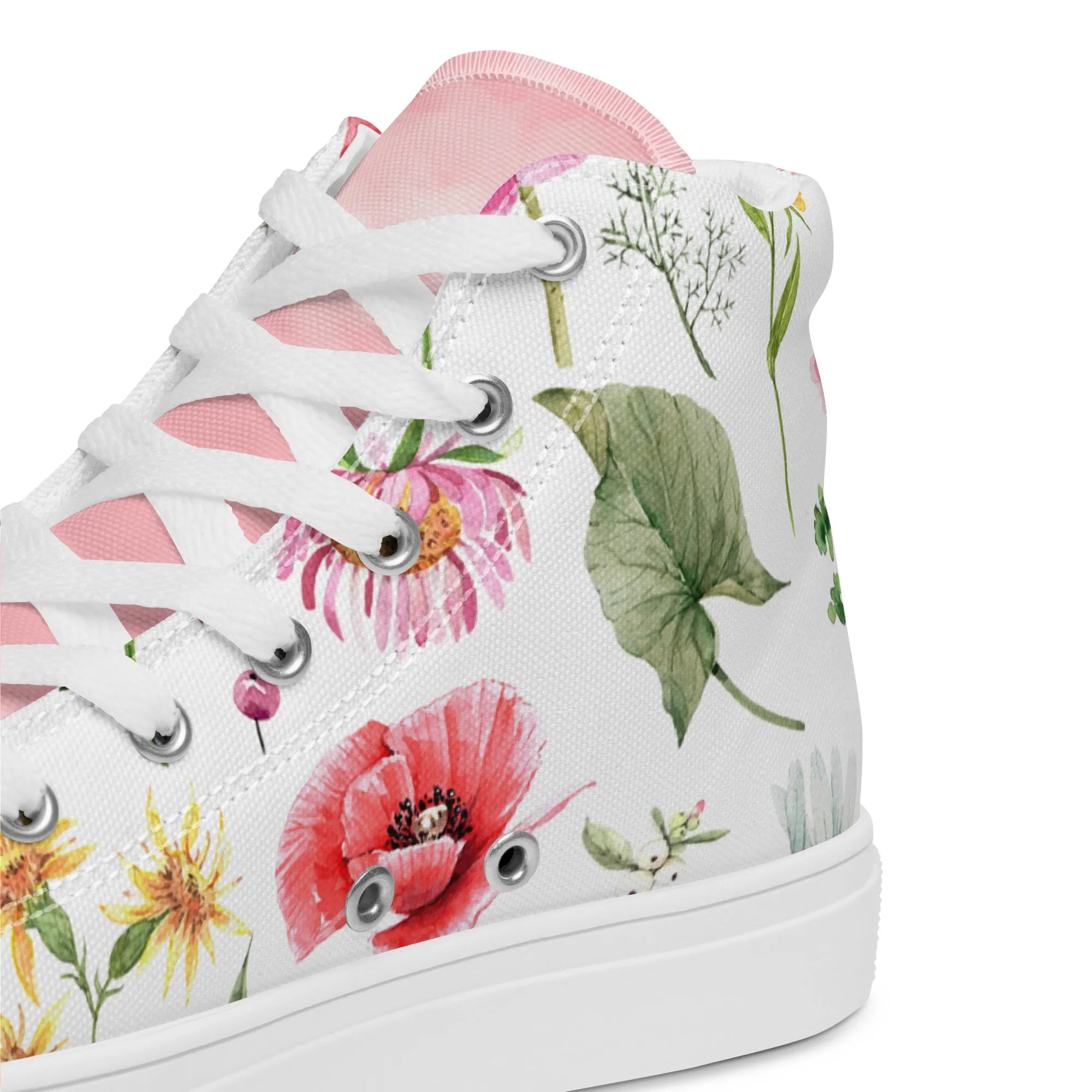 Women’s floral botanical high top canvas shoes