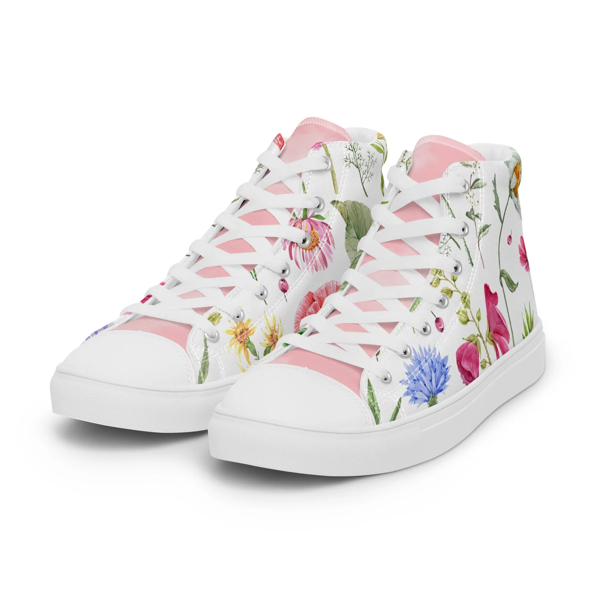 Women’s floral botanical high top canvas shoes