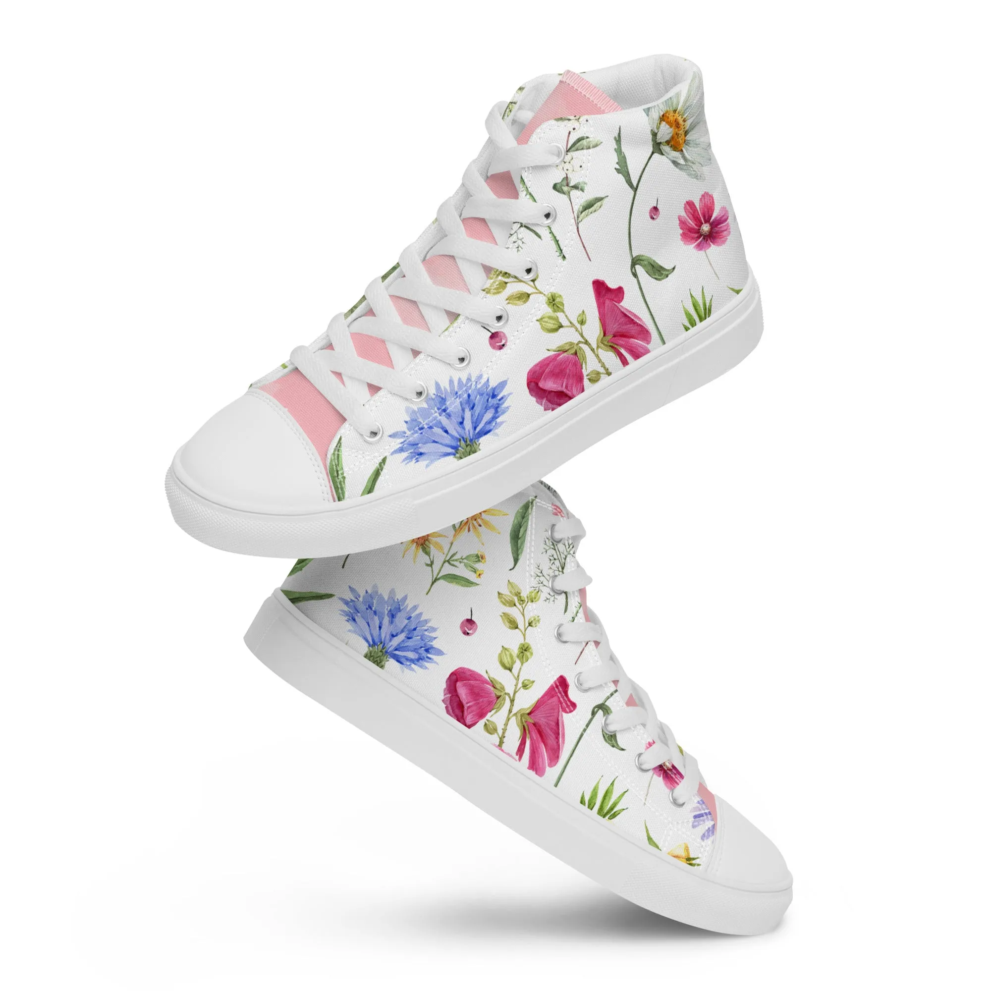 Women’s floral botanical high top canvas shoes