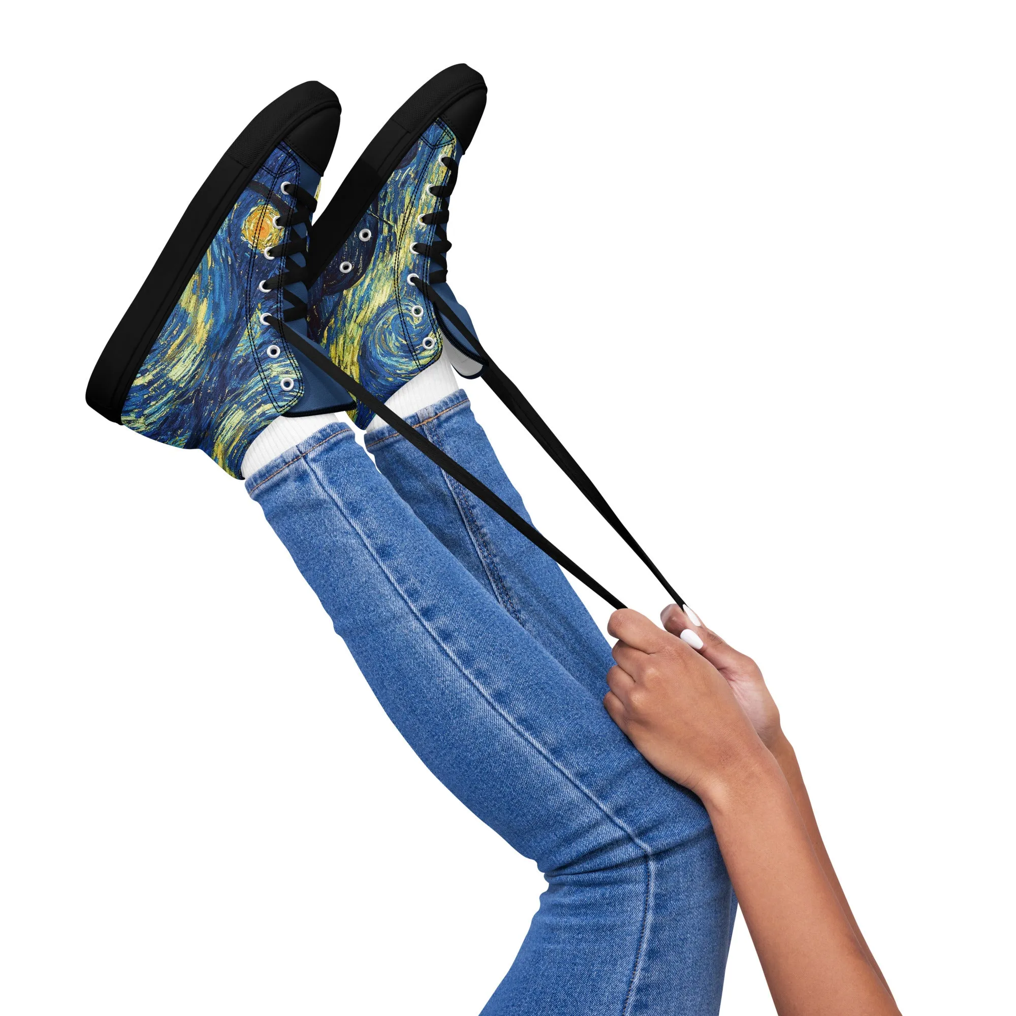 Women’s high top Van Gogh Inspired Starry Night canvas shoes