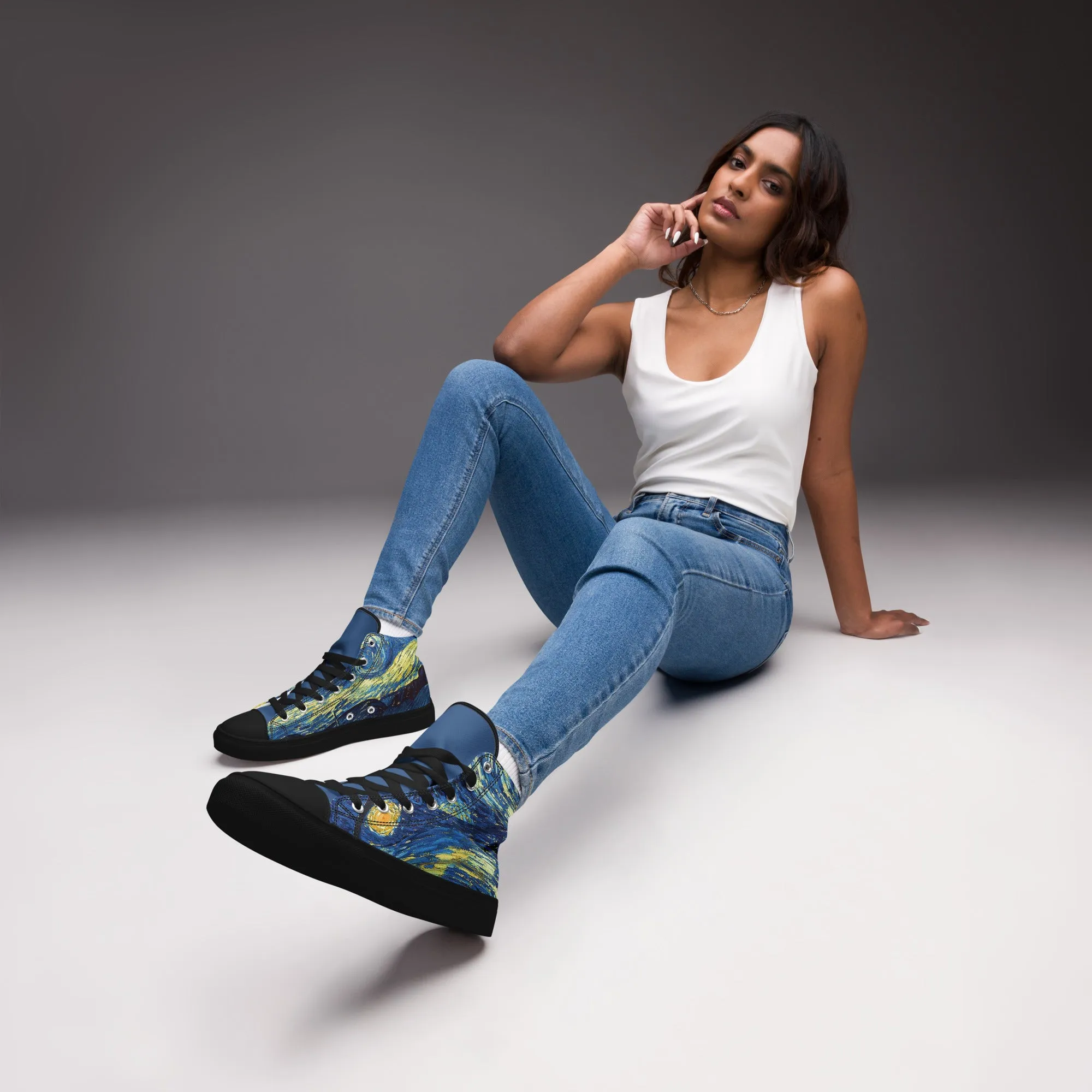 Women’s high top Van Gogh Inspired Starry Night canvas shoes