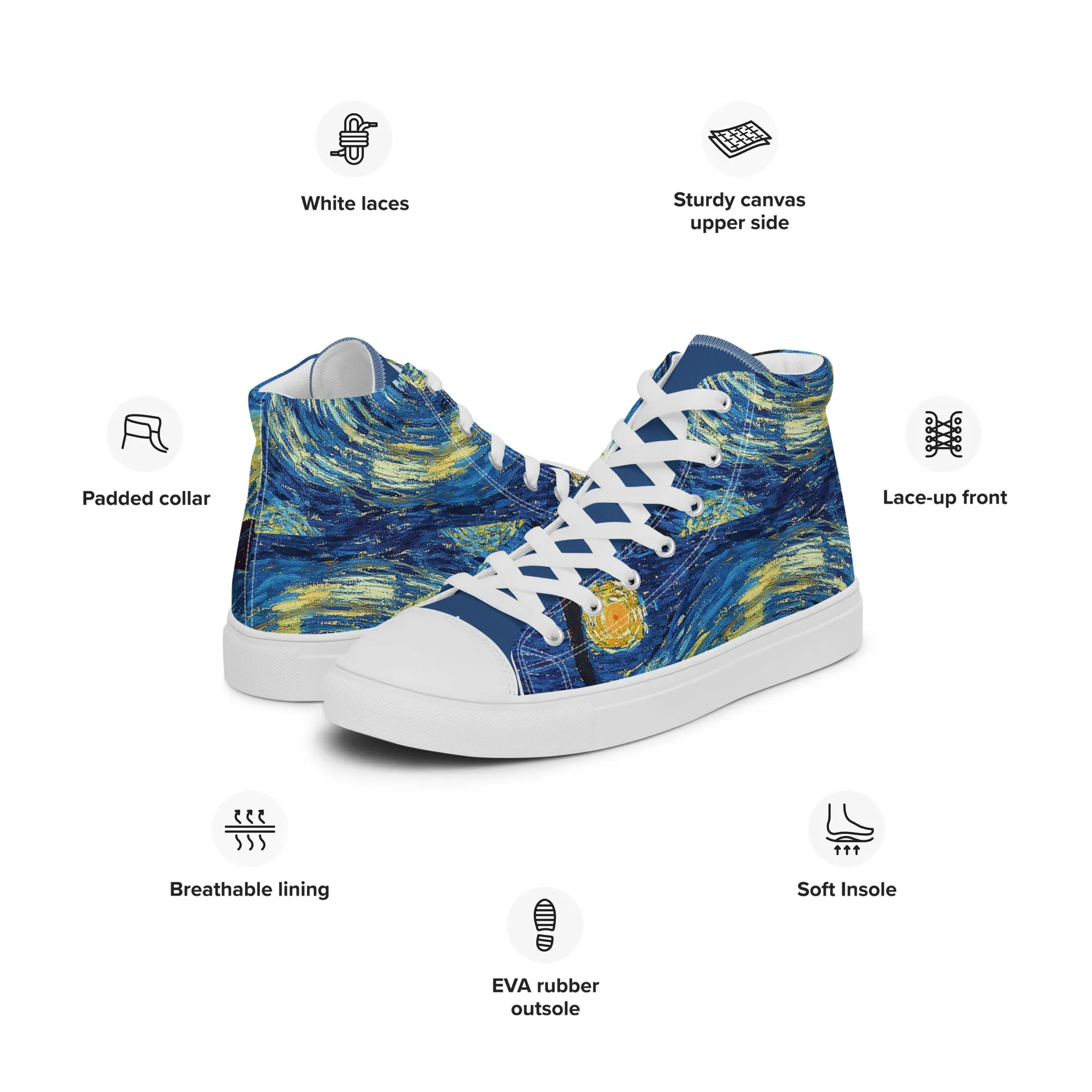 Women’s high top Van Gogh Inspired Starry Night canvas shoes