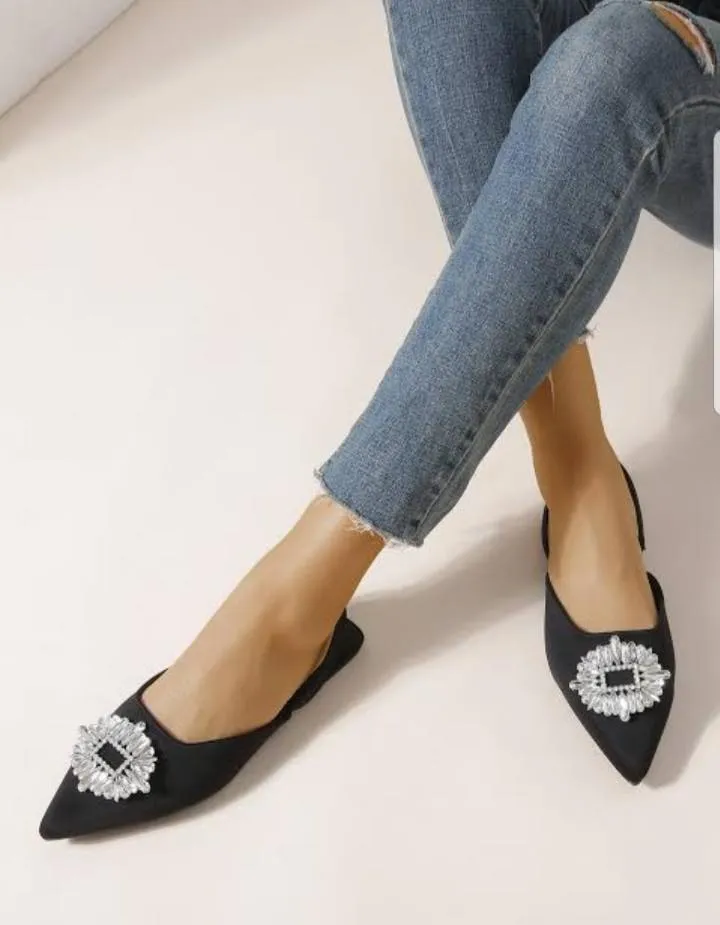 Women’s Low Heeled velvet Studded Shoes Sandals